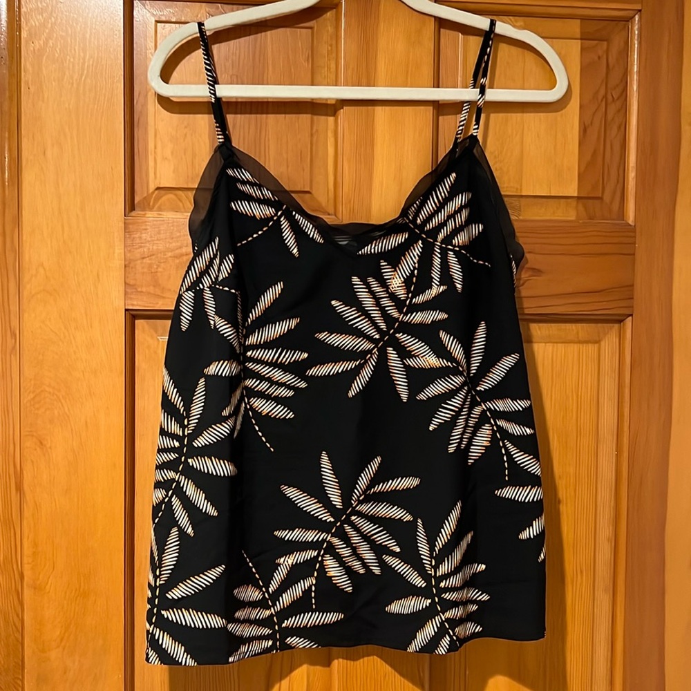 A New Day- Black Floral Tank Blouse- Size XL